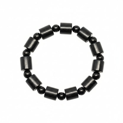 NOIR VAULT  - 14mm Wooden Beads Bracelet with Natural Stone - Adjustable Bracelet - THE MEN THING