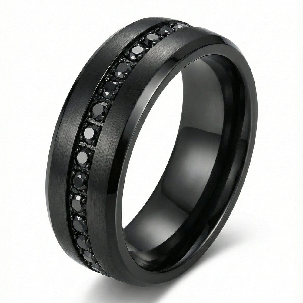 NOIRLINE - BLACK - Pure Stainless Steel Men’s Black-Plated Ring (Size : 17-22-27) - THE MEN THING