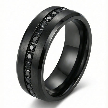 NOIRLINE - BLACK - Pure Stainless Steel Men’s Black-Plated Ring (Size : 17-22-27) - THE MEN THING