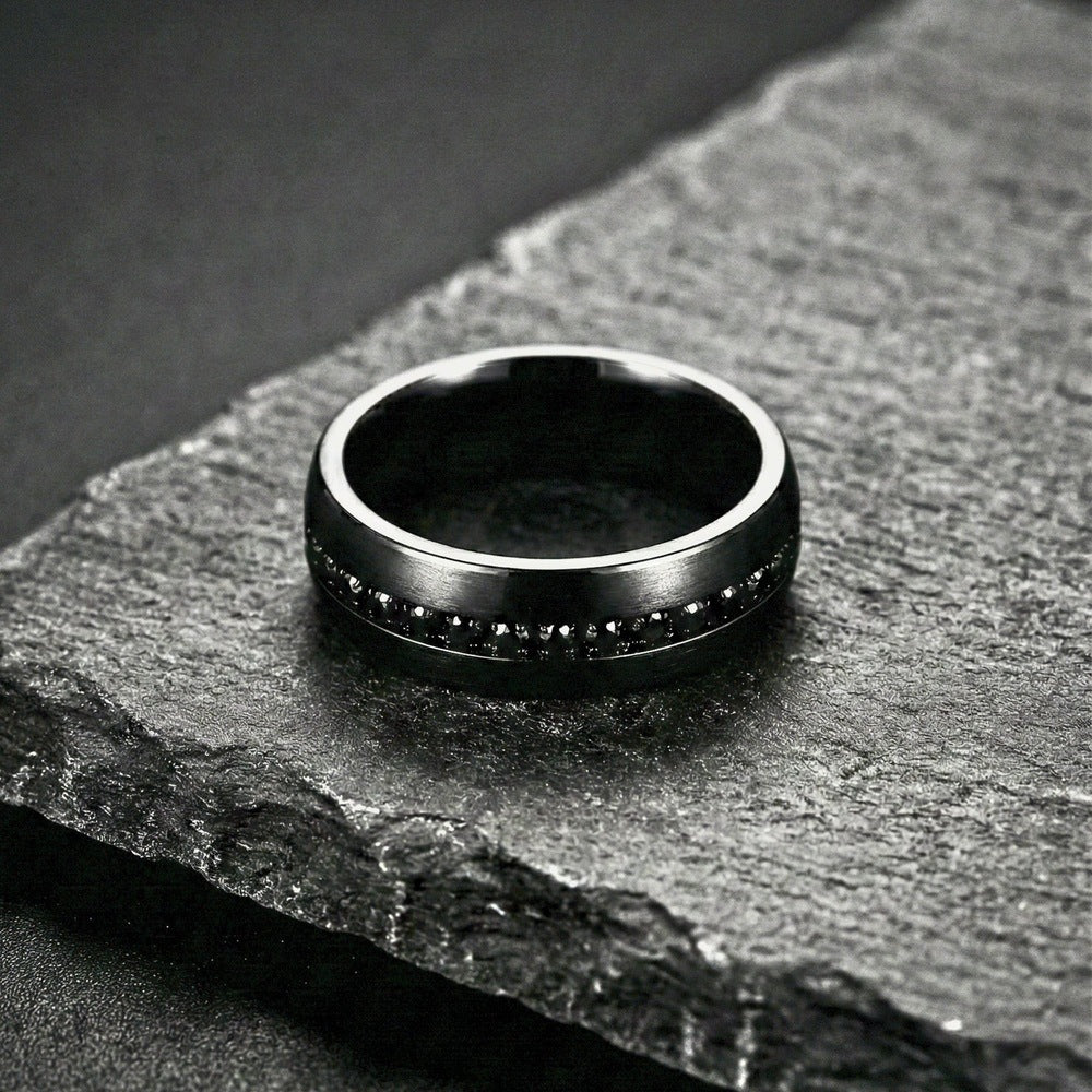 NOIRLINE - BLACK - Pure Stainless Steel Men’s Black-Plated Ring (Size : 17-22-27) - THE MEN THING