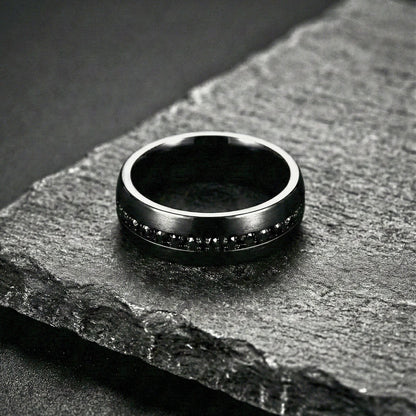 NOIRLINE - BLACK - Pure Stainless Steel Men’s Black-Plated Ring (Size : 17-22-27) - THE MEN THING