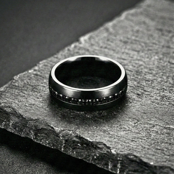 NOIRLINE - BLACK - Pure Stainless Steel Men’s Black-Plated Ring (Size : 17-22-27)
