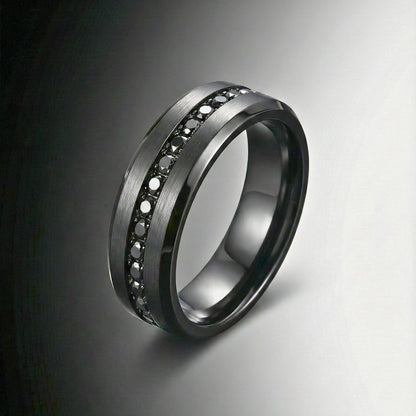 NOIRLINE - BLACK - Pure Stainless Steel Men’s Black-Plated Ring (Size : 17-22-27) - THE MEN THING