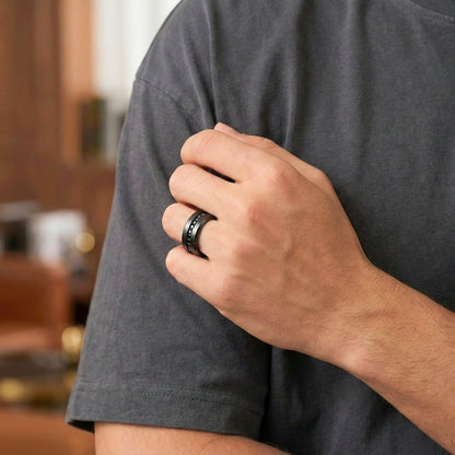 NOIRLINE - BLACK - Pure Stainless Steel Men’s Black-Plated Ring (Size : 17-22-27) - THE MEN THING