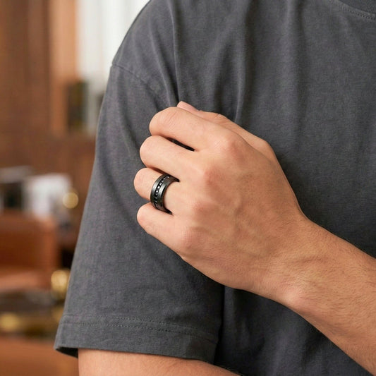 NOIRLINE - BLACK - Pure Stainless Steel Men’s Black-Plated Ring (Size : 17-22-27) - THE MEN THING