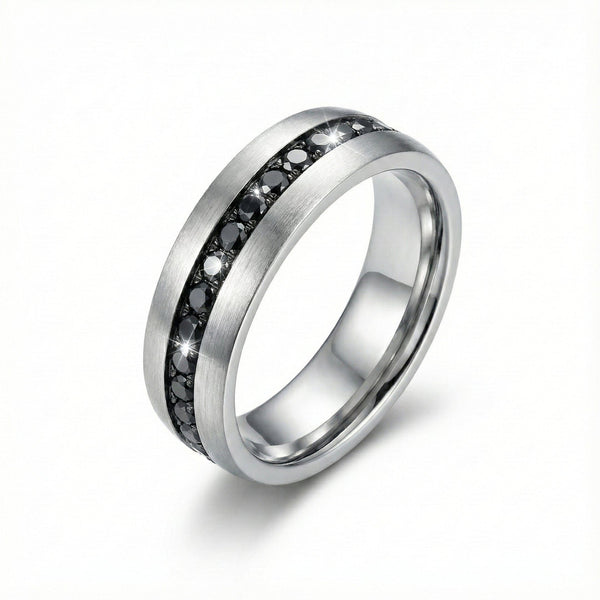 NOIRLINE - STEEL - Pure Stainless Steel Men’s Black - Steel-Plated Ring (Size : 17-22-27)