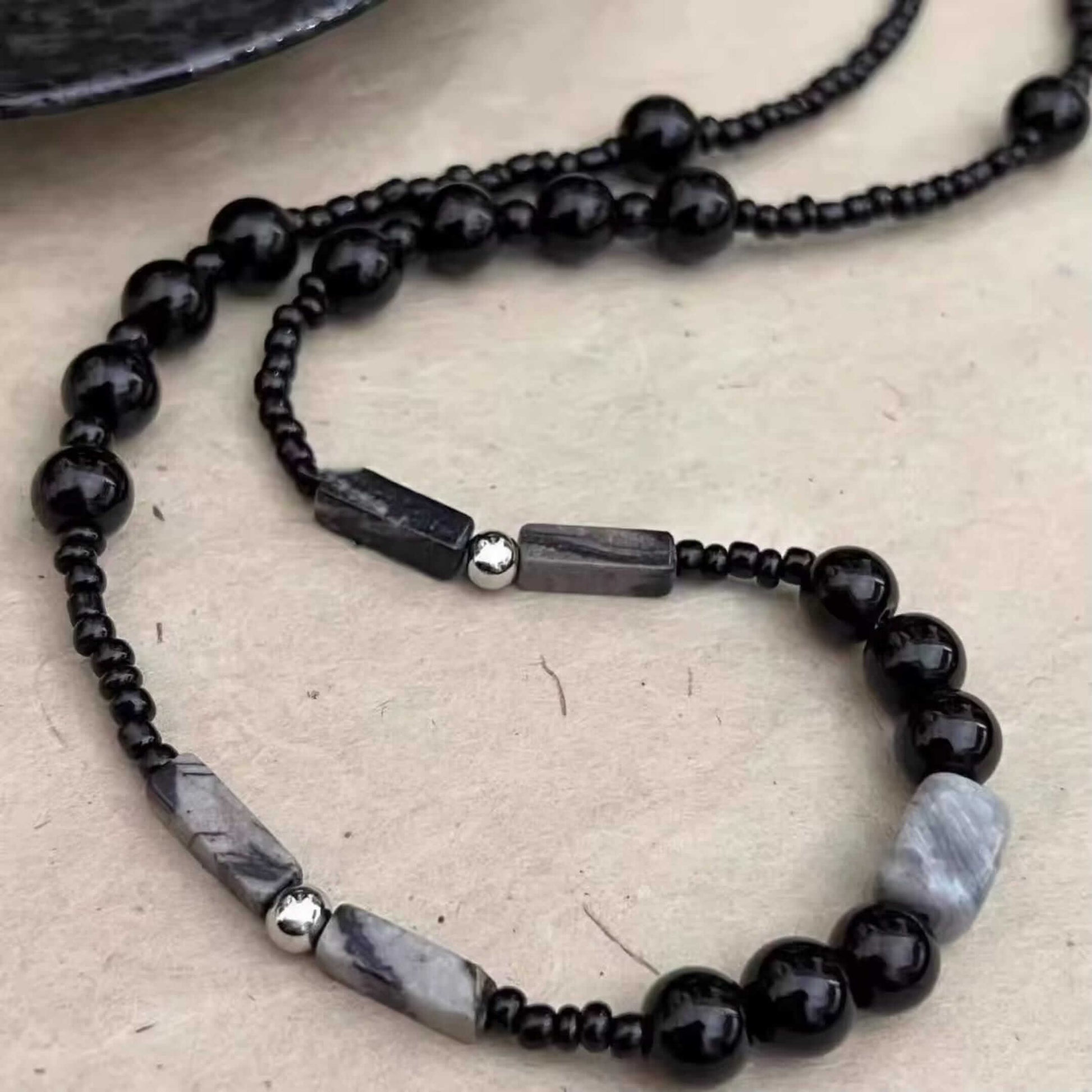 NOIRYX - 9mm Beads Necklace with Natural Stone Mens & Boys (20-22 inch with adjustable cable chain) — Pearl / Bead Necklace for Men | THE MEN THING