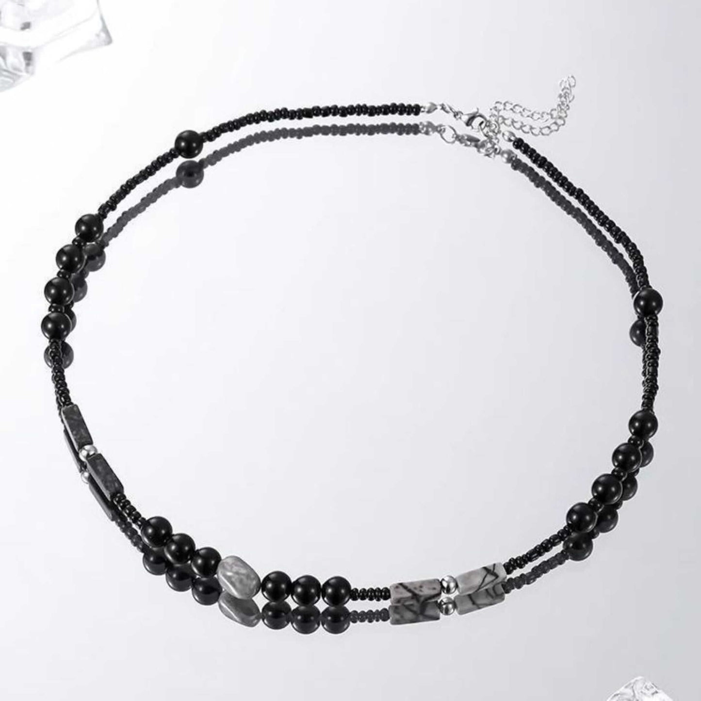 NOIRYX - 9mm Beads Necklace with Natural Stone Mens & Boys (20-22 inch with adjustable cable chain) — Pearl / Bead Necklace for Men | THE MEN THING