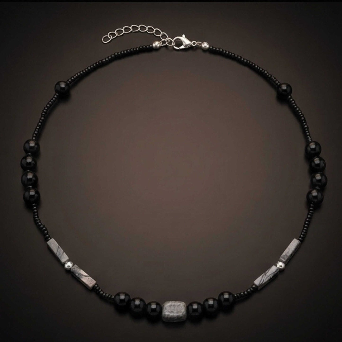 NOIRYX - 9mm Beads Necklace with Natural Stone Mens & Boys (20-22 inch with adjustable cable chain) — Pearl / Bead Necklace for Men | THE MEN THING