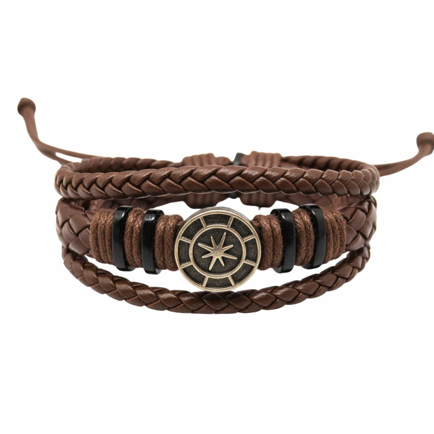 NOMAD STAR - Brown Genuine Leather Bracelet Set for Men & Boys (Adjustable) - THE MEN THING