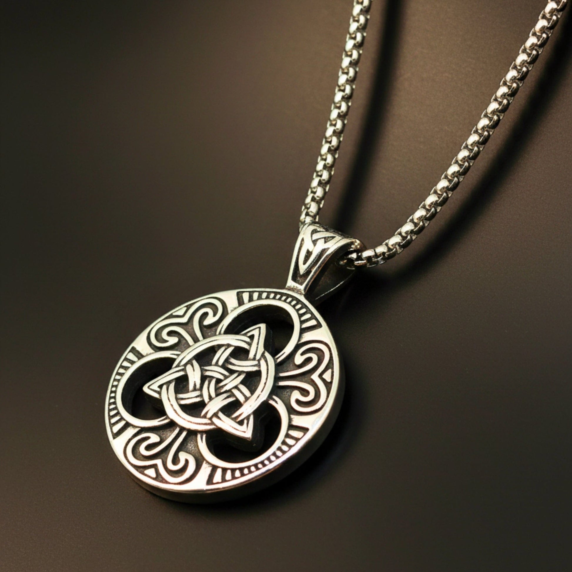 NORDIC TRINITY - 38mm Titanium Steel Pendant with 24inch Round Box 5mm Chain for Men & Boys - THE MEN THING