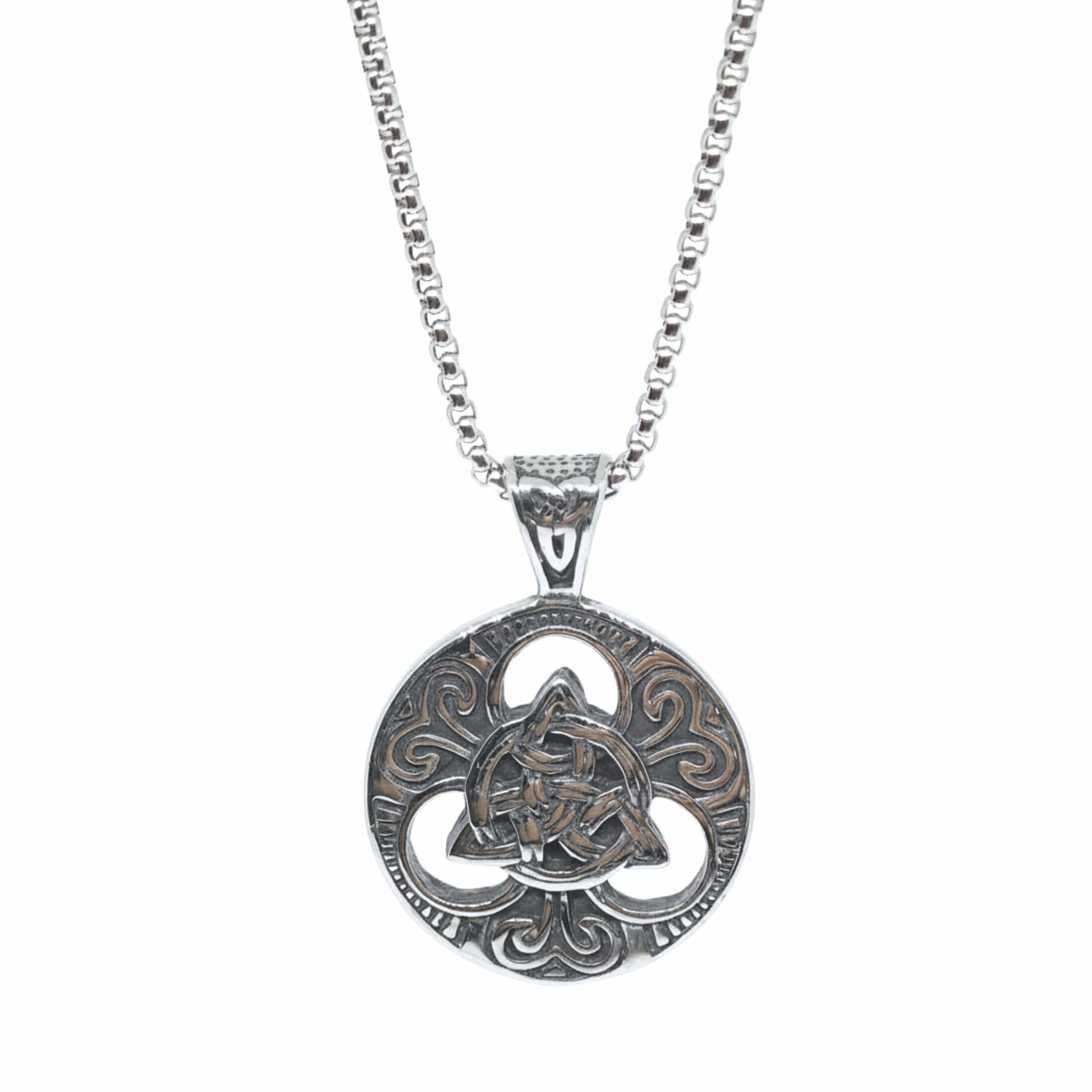 NORDIC TRINITY - 38mm Titanium Steel Pendant with 24inch Round Box 5mm Chain for Men & Boys - THE MEN THING