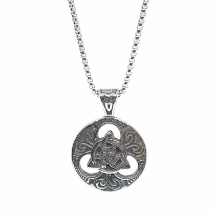 NORDIC TRINITY - 38mm Titanium Steel Pendant with 24inch Round Box 5mm Chain for Men & Boys - THE MEN THING