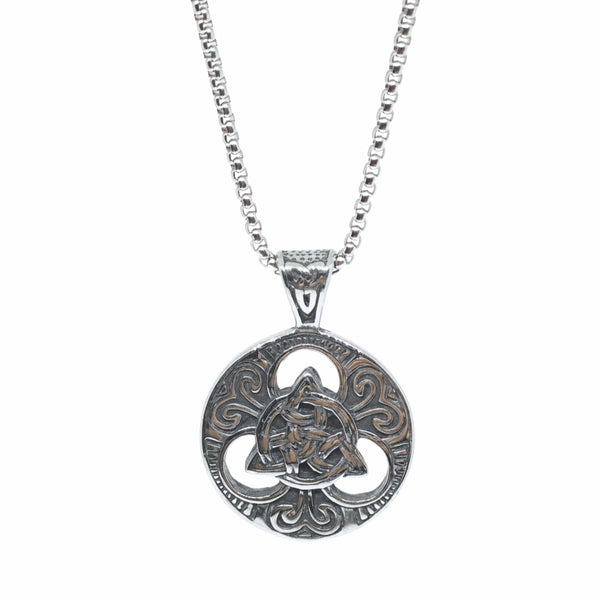 NORDIC TRINITY - 38mm Titanium Steel Pendant with 24inch Round Box 5mm Chain for Men & Boys