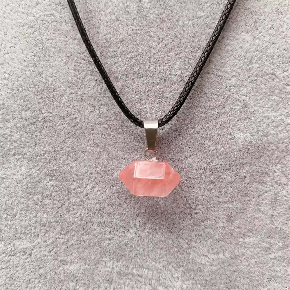 Natural Crystal Pendant with 19 inch Leather Rope Chain for Men & Boys - THE MEN THING