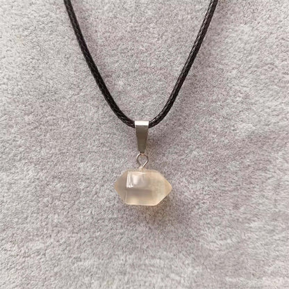 Natural Crystal Pendant with 19 inch Leather Rope Chain for Men & Boys — Leather Necklace for Men | THE MEN THING