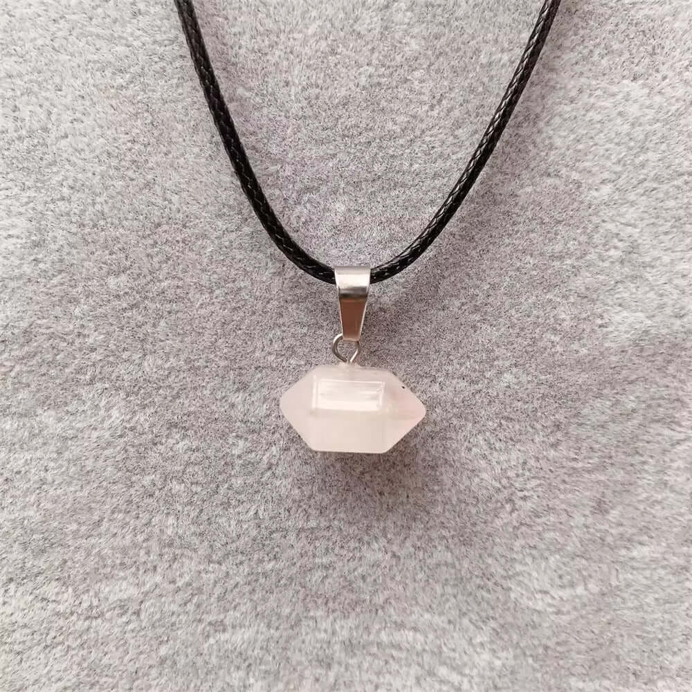 Natural Crystal Pendant with 19 inch Leather Rope Chain for Men & Boys - THE MEN THING