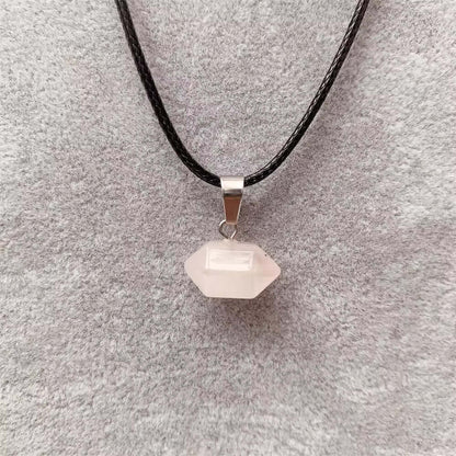 Natural Crystal Pendant with 19 inch Leather Rope Chain for Men & Boys — Leather Necklace for Men | THE MEN THING