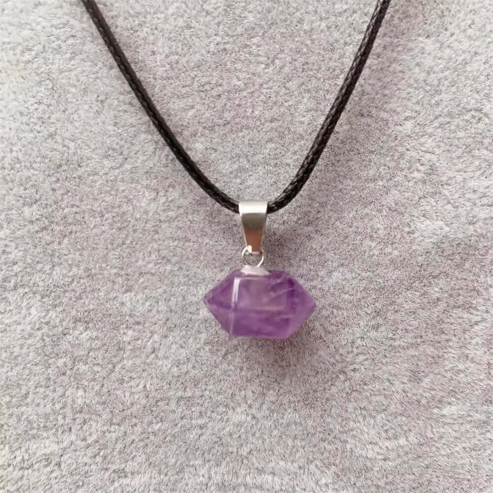 Natural Crystal Pendant with 19 inch Leather Rope Chain for Men & Boys - THE MEN THING