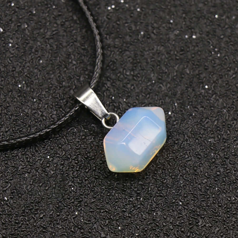 Natural Crystal Pendant with 19 inch Leather Rope Chain for Men & Boys - THE MEN THING
