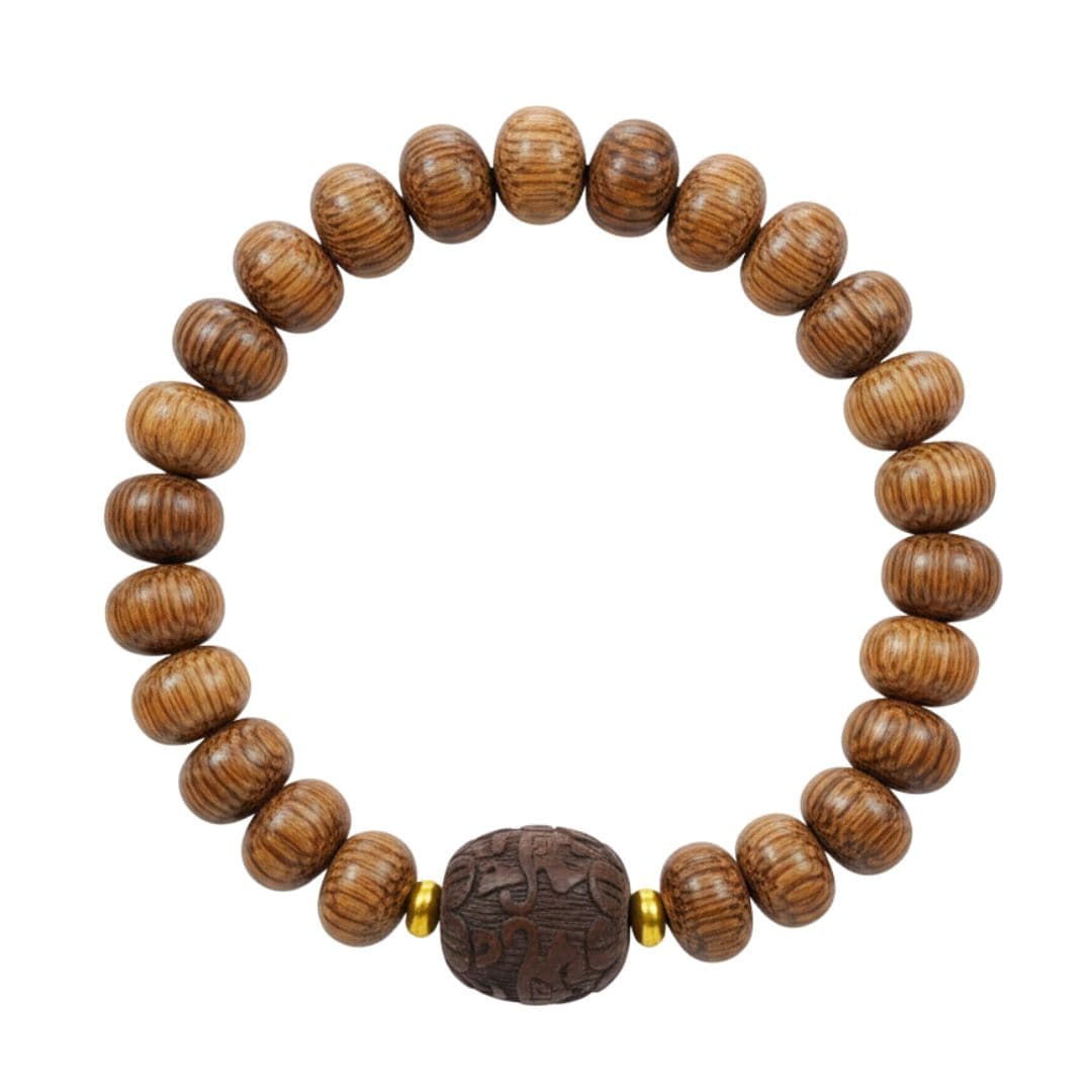 OAKEN BEAD - 10mm Wooden Beads Bracelet with Natural Stone - Adjustable Bracelet - THE MEN THING
