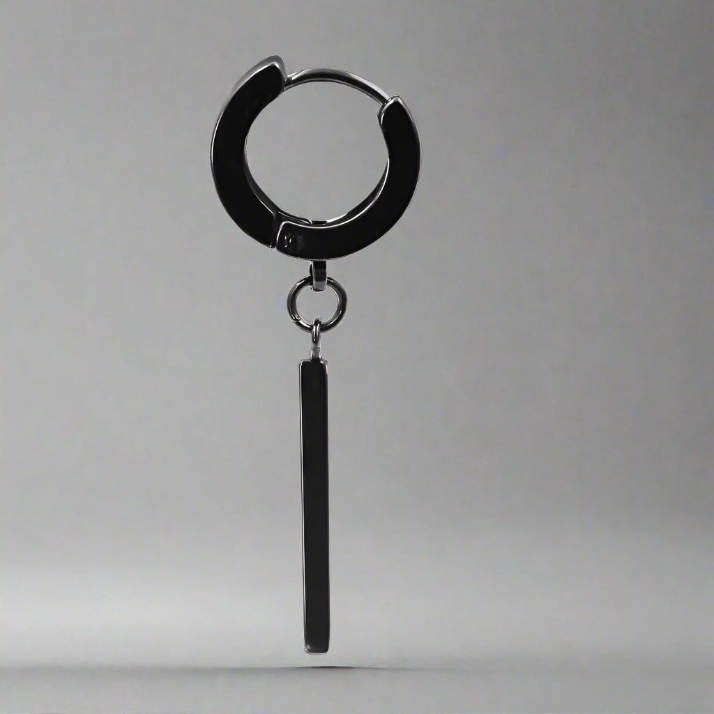OBLIQUE BLACK - Pure Titanium Steel Ear Hoop Earrings for Men & Boys (2 Pcs) - THE MEN THING