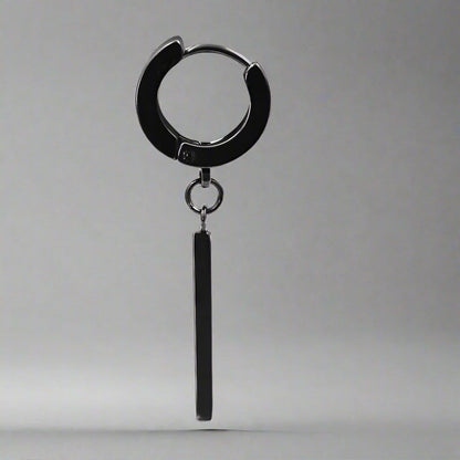 OBLIQUE BLACK - Pure Titanium Steel Ear Hoop Earrings for Men & Boys (2 Pcs) - THE MEN THING