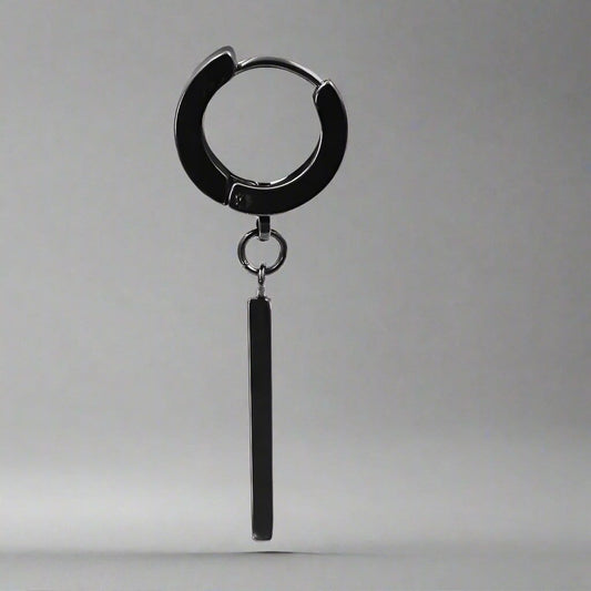 OBLIQUE BLACK - Pure Titanium Steel Ear Hoop Earrings for Men & Boys (2 Pcs) - THE MEN THING