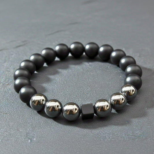 OBSCURA - 12mm Beads Bracelet with Natural Stone - Adjustable Bracelet - THE MEN THING