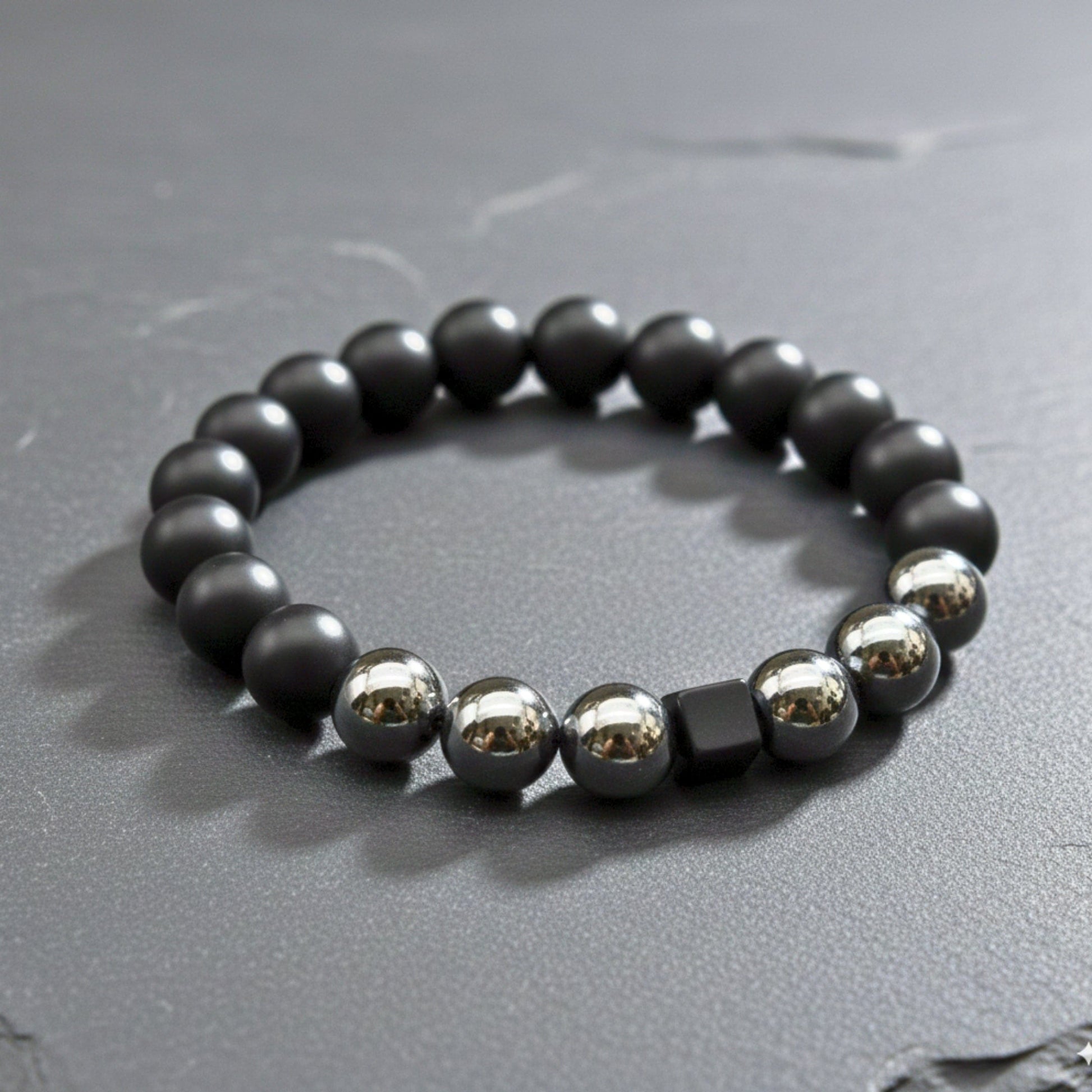 OBSCURA - 12mm Beads Bracelet with Natural Stone - Adjustable Bracelet - THE MEN THING