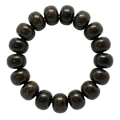 OBSIDIAN CREED  - 20mm Wooden Beads Bracelet with Natural Stone - Adjustable Bracelet - THE MEN THING