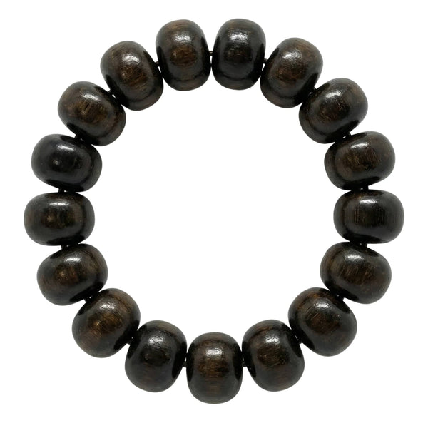 OBSIDIAN CREED  - 20mm Wooden Beads Bracelet with Natural Stone - Adjustable Bracelet