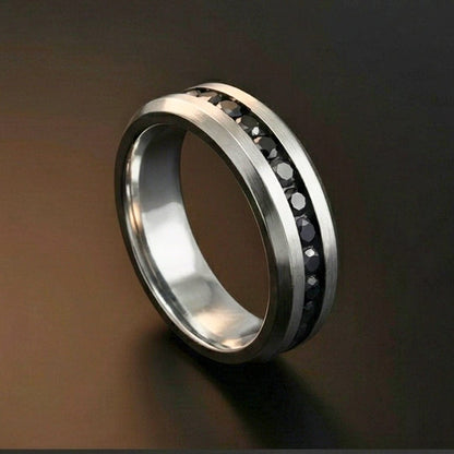 OBSIDIAN CREST RING - Pure Stainless Steel Men’s Steel-Black Plated Ring (Size : 17-22-27) - THE MEN THING