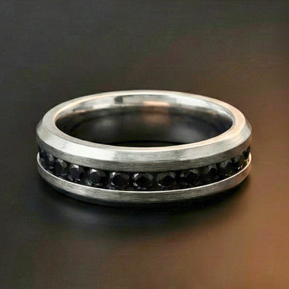 OBSIDIAN CREST RING - Pure Stainless Steel Men’s Steel-Black Plated Ring (Size : 17-22-27) - THE MEN THING