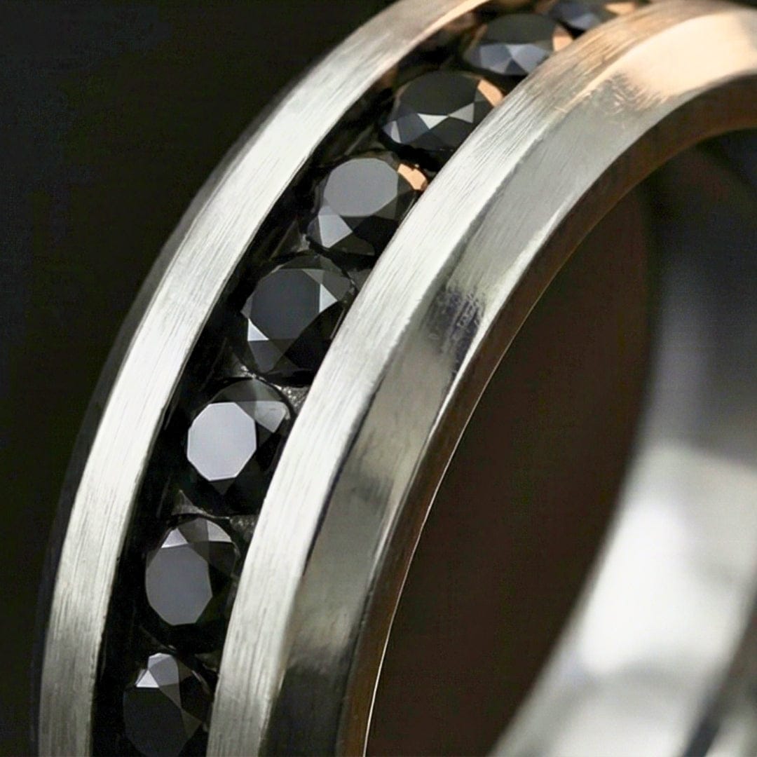 OBSIDIAN CREST RING - Pure Stainless Steel Men’s Steel-Black Plated Ring (Size : 17-22-27) - THE MEN THING