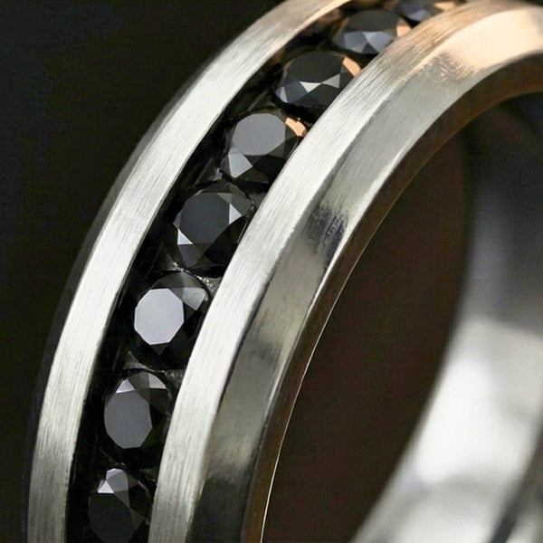 OBSIDIAN CREST RING - Pure Stainless Steel Men’s Steel-Black Plated Ring (Size : 17-22-27)