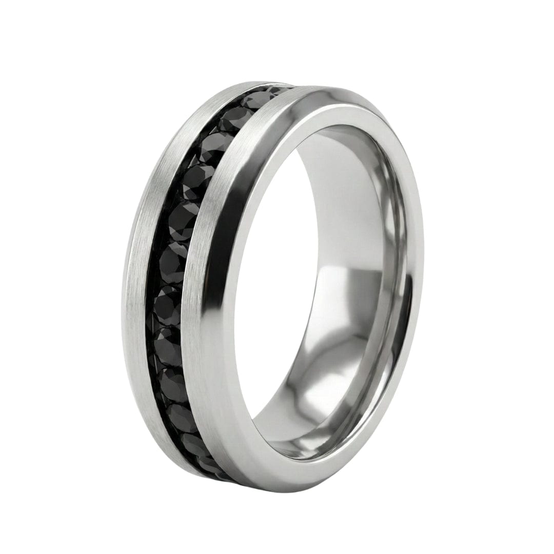 OBSIDIAN CREST RING - Pure Stainless Steel Men’s Steel-Black Plated Ring (Size : 17-22-27) - THE MEN THING