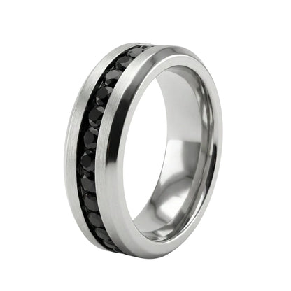 OBSIDIAN CREST RING - Pure Stainless Steel Men’s Steel-Black Plated Ring (Size : 17-22-27) - THE MEN THING