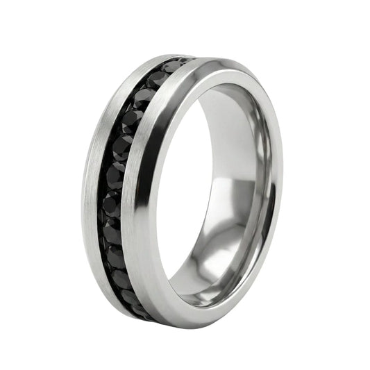 OBSIDIAN CREST RING - Pure Stainless Steel Men’s Steel-Black Plated Ring (Size : 17-22-27) - THE MEN THING