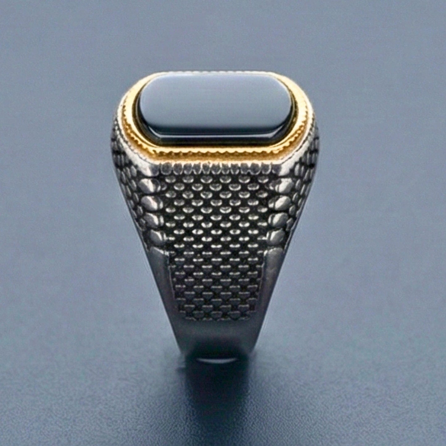 OBSIDIAN FRONTIER - Pure Stainless Steel Men’s Steel Plated Ring (Size : 16-26) - THE MEN THING