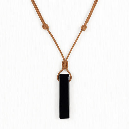 OBSIDIAN ROUGH - Natural Crystal Unshaped Pendant with Adjustable Rope Chain for Men and Boys - THE MEN THING