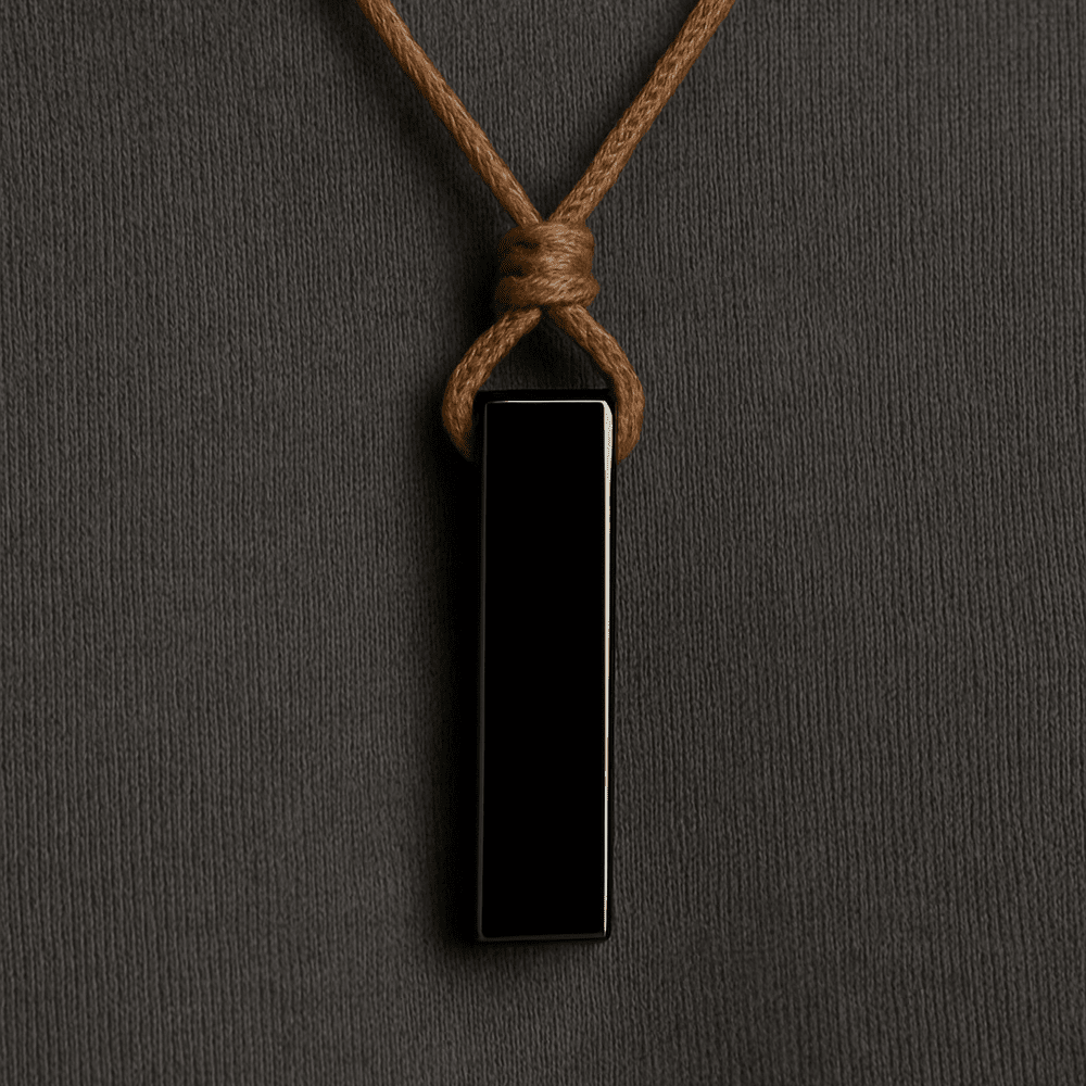 OBSIDIAN ROUGH - Natural Crystal Unshaped Pendant with Adjustable Rope Chain for Men and Boys - THE MEN THING
