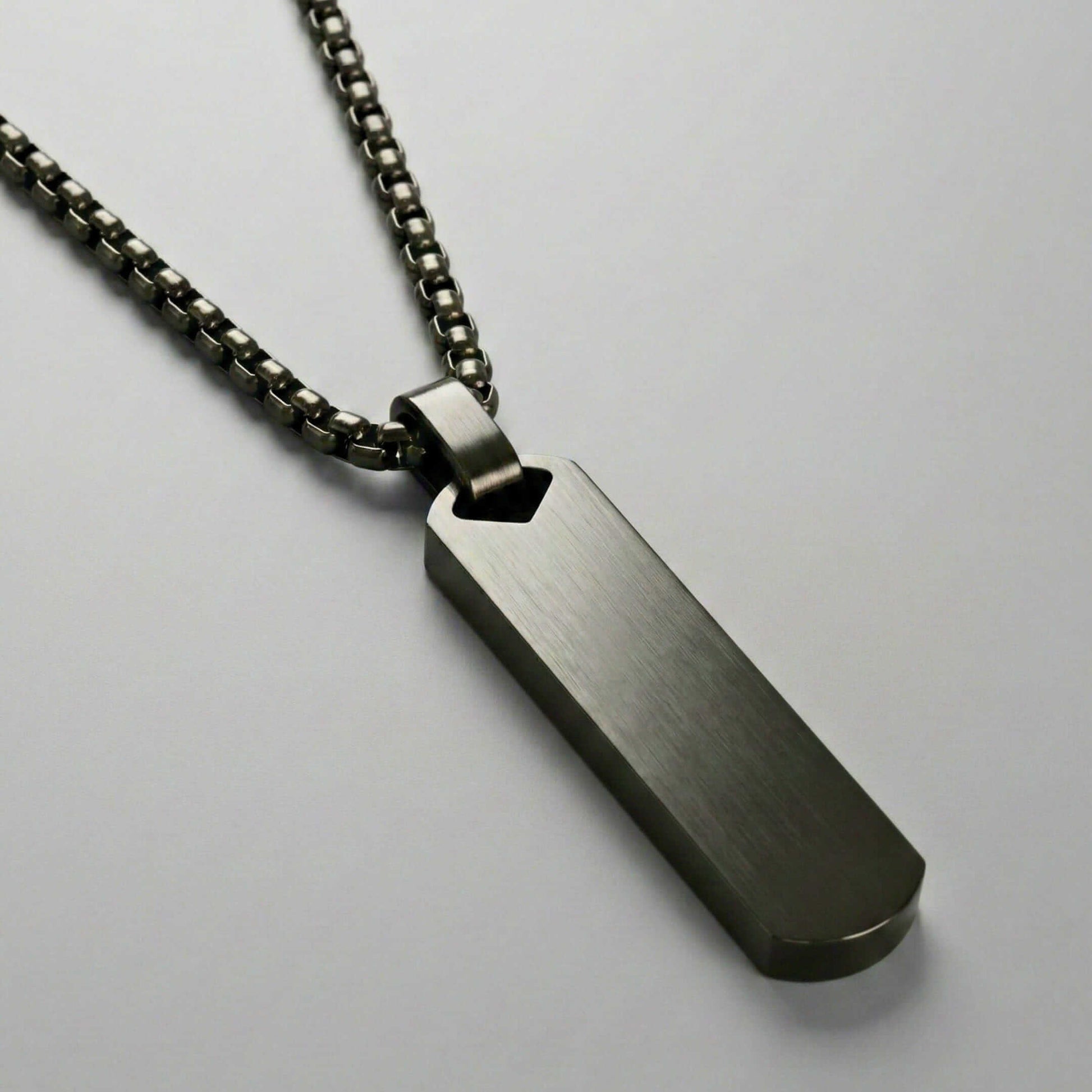 OBSIDIAN STRIPE - BLACK - 11mm Pure Titanium Steel Pendant with 27inch Round Box 4mm Chain for Men & Boys — SS Pendant/ Necklace for Men | THE MEN THING