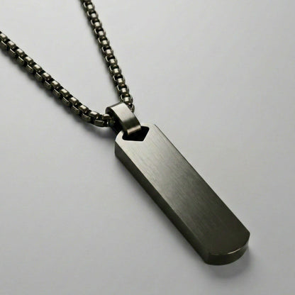OBSIDIAN STRIPE - BLACK - 11mm Pure Titanium Steel Pendant with 27inch Round Box 4mm Chain for Men & Boys — SS Pendant/ Necklace for Men | THE MEN THING