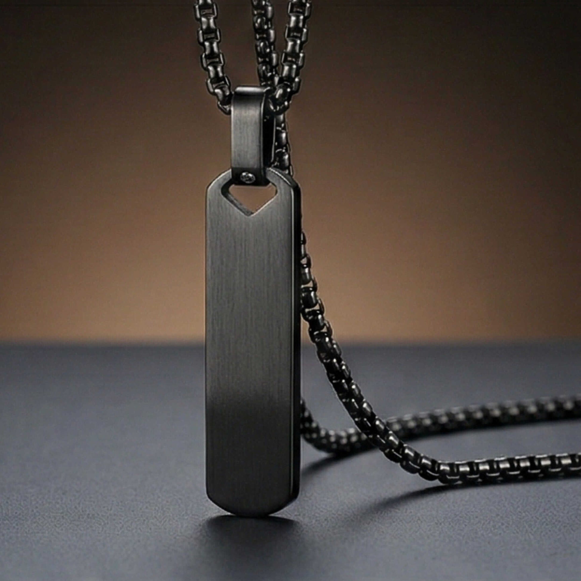 OBSIDIAN STRIPE - BLACK - 11mm Pure Titanium Steel Pendant with 27inch Round Box 4mm Chain for Men & Boys — SS Pendant/ Necklace for Men | THE MEN THING