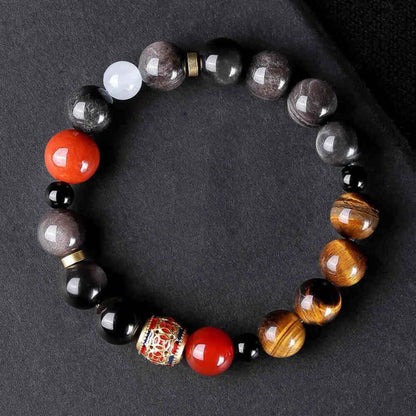 OBSIDIAN TIGER CORE - 12mm Beads Bracelet with Natural Stone Adjustable Bracelet for Men & Boys — Bead Bracelets for Men | THE MEN THING