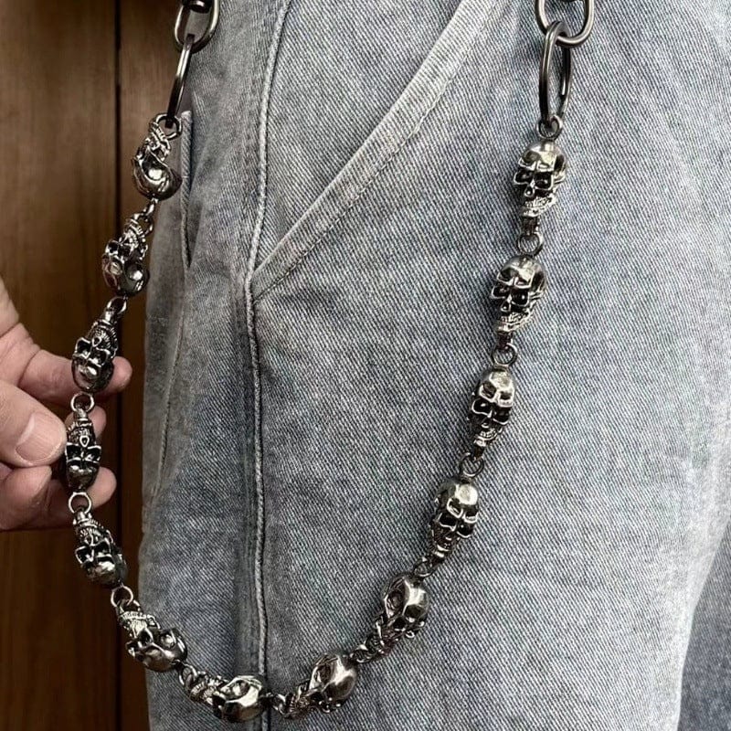 OCCIPUT CHAIN SILVER - Alloy Skull Heavy Biker Chain for Jeans with Lobster Clasps for Men & Boys - 24 inch - THE MEN THING