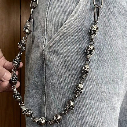 OCCIPUT CHAIN SILVER - Alloy Skull Heavy Biker Chain for Jeans with Lobster Clasps for Men & Boys - 24 inch - THE MEN THING