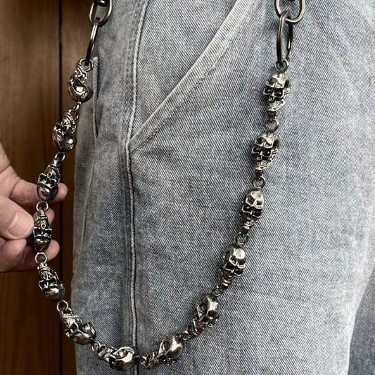 OCCIPUT CHAIN SILVER - Alloy Skull Heavy Biker Chain for Jeans with Lobster Clasps for Men & Boys - 24 inch - THE MEN THING