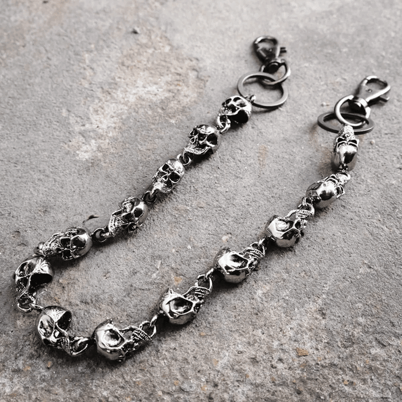 OCCIPUT CHAIN SILVER - Alloy Skull Heavy Biker Chain for Jeans with Lobster Clasps for Men & Boys - 24 inch - THE MEN THING